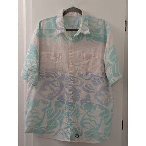 Pacific Coast Highway PCH Mens Pastel Hawaiian Button-Up Shirt XL Cotton/Poly